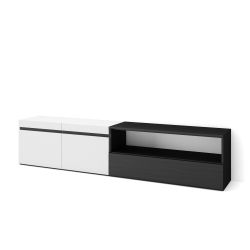 Mueble TV, 200x45x35cm, Blanco y negro