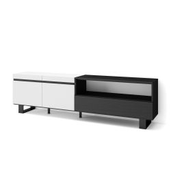 Mueble TV, 200x35x57, Blanco y negro , Diseño...